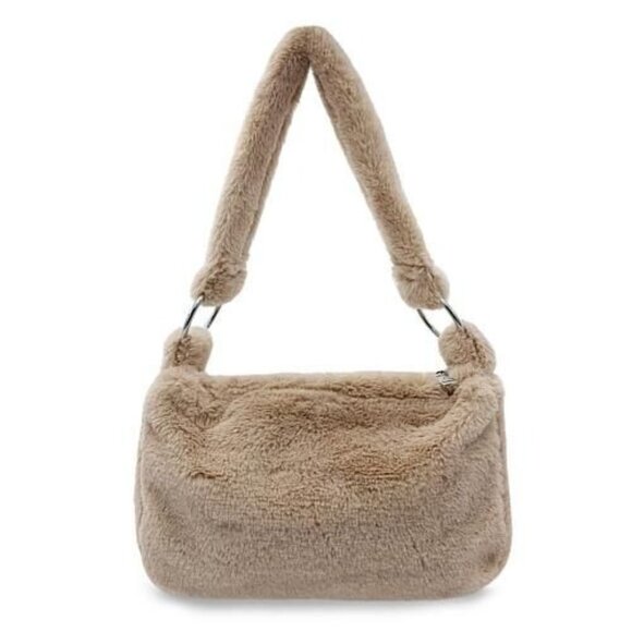 Gilda Paris Beige Fur Shoulder Bag - Tan - Picture 1 of 2